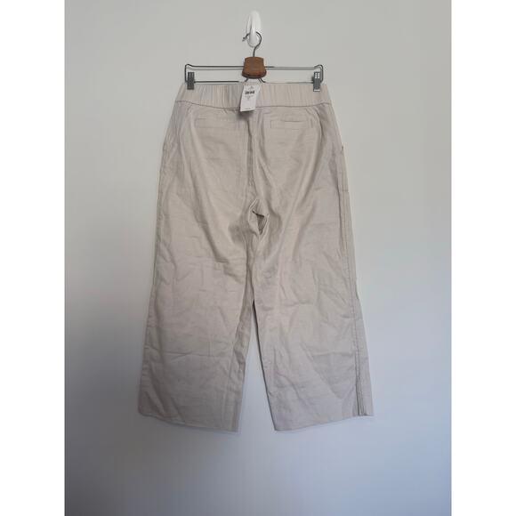 new J JILL PureJill Elements oatmeal beige moonbeam cropped wide leg hemp pants - Picture 5 of 7